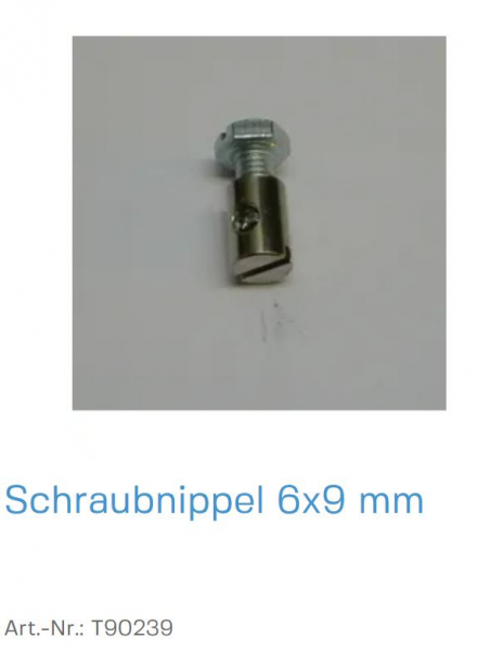 Normstahl Schraubnippel 6x9 mm zur Fixierung des Notentriegelungsseils, T90239