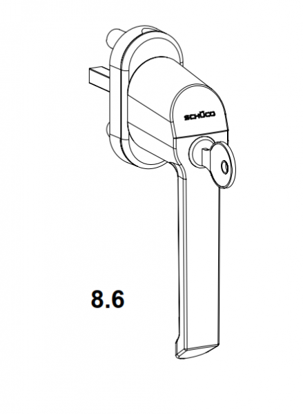 Schüco Fenstergriff abschließbar, weiß, 23472800, 200 Nm, Schüco VarioTec