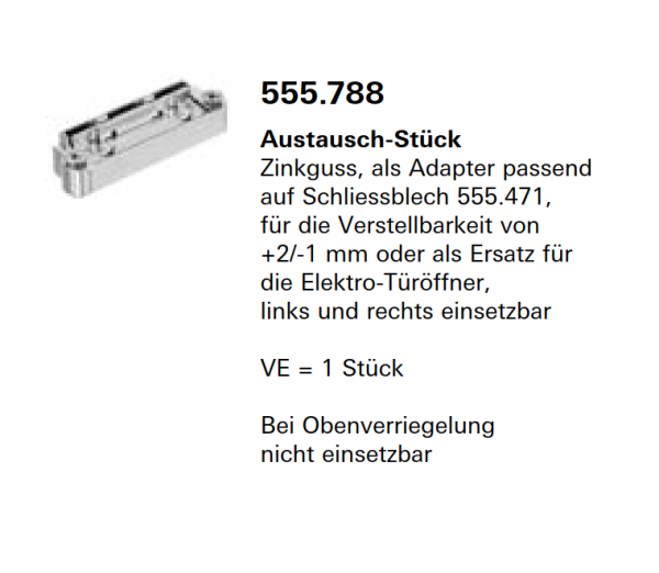 Schüco Jansen Austausch-Stück Zinkguss, Artikelnummer 555.788, links und rechts einsetzbar