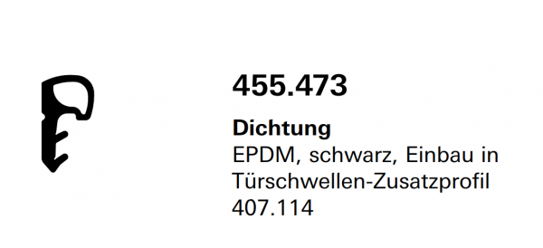 Schüco Jansen Dichtung EPDM, schwarz, Jansen Artikelnummer 455.473, Zubehör Janisol HI Türe