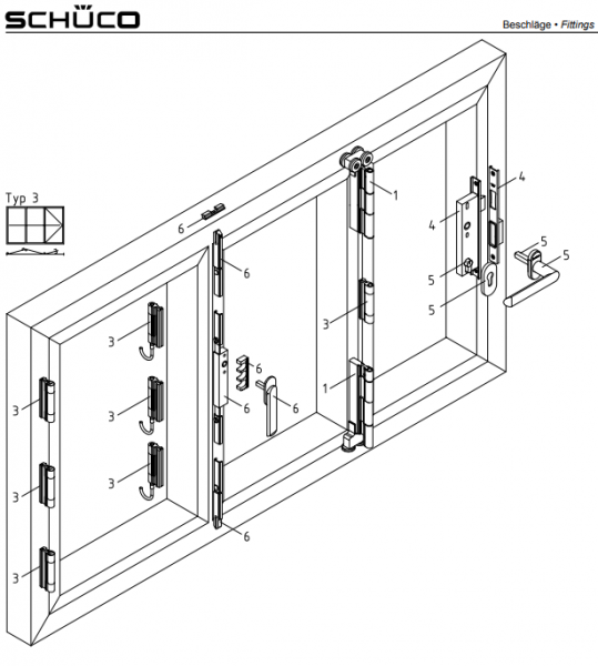 Schüco Drehband Zweiteilig, ASS 50 FD.NI, RAL 9010, Artikelnummer, 219 451, 219451, Aluminium