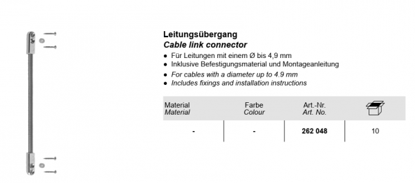 Schüco Leitungsübergang, 262 048, ADS 65.NI Zubehör