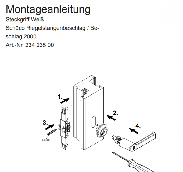 Schüco Fenstergriff-Steckgriff  für die Kunststofffenster ab Baujahr 1995 bis 1999, 214908 , 234235