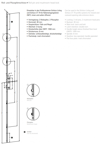 Schüco Roll- und Pilzzapfenschloss, 28701500