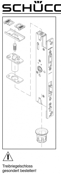 Schüco Treibriegelschloss, ADS Antipanik-Einfachverriegelungen, 241 993, nach außen, LS