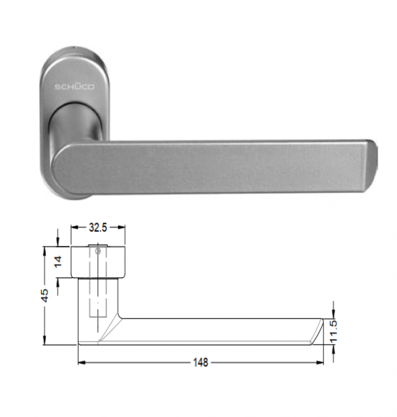 Schüco Türdrücker, Türgriff, flacher Ausführung, 240 729, 240 730, 240 731, 240 732, gerade