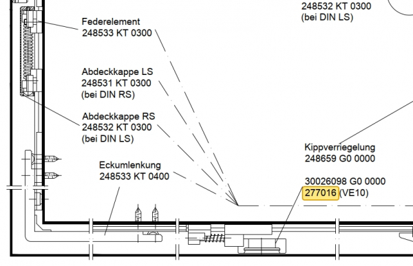 Schüco Zusatzverriegelung K, Aushebesicherung, 277016, für PASK 150 kg