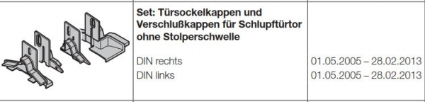 Hörmann Türsockelkappen Set  und Verschlusskappen für Schlupftürtor ohne Stolperschwelle links der Baureihe 40, 3064285