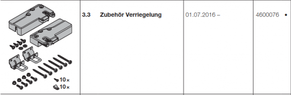 Hörmann Zubehör Verriegelung, Doppelgaragen-Schwingtor N 500, 4600076