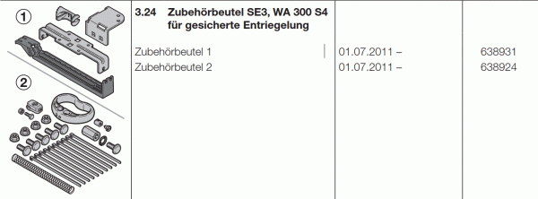 Hörmann Zubehörbeutel SE3, WA 300 S4 für gesicherte Entriegelung, 638931