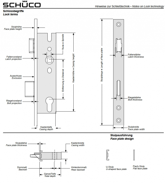 Schüco Hinweis zur Schließtechnik