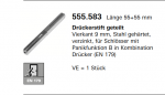 Jansen-Economy 60 RC Türen Drückerstift Vierkant 9 mm, Stahl gehärtet, Länge 55+55 mm, Artikelnummer 555.583