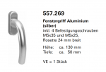 Jansen, Janisol Arte 66, Fenstergriff Aluminium (silber) inkl. 4 Befestigungsschrauben M5x35 und M5x25, 557.269