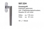 Jansen, Janisol Arte 66, Fenstergriff Edelstahl gebürstet, inkl. 2 Befestigungsschrauben, Rosette 22 mm breit, 557.224