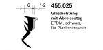 Schüco Jansen Glasdichtung mit Abreisssteg, schwarz, Jansen Artikelnummer 455.025, Zubehör Janisol HI Türe