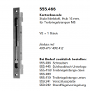 Schüco Jansen Kantenbascule Stulp Edelstahl, Hub 14 mm, für Treibriegelstangen M5, Artikelnummer 555.466