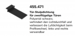 Schüco Jansen Tür-Stulpdichtung für zweiflügelige Türen, Jansen Artikelnummer 455.471, Zubehör Janisol HI Türe