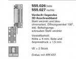 Schüco Jansen Verdeckt liegendes 3D Anschraubband Stahl verzinkt, links, Artikelnummer 555.026, Janisol HI Türen